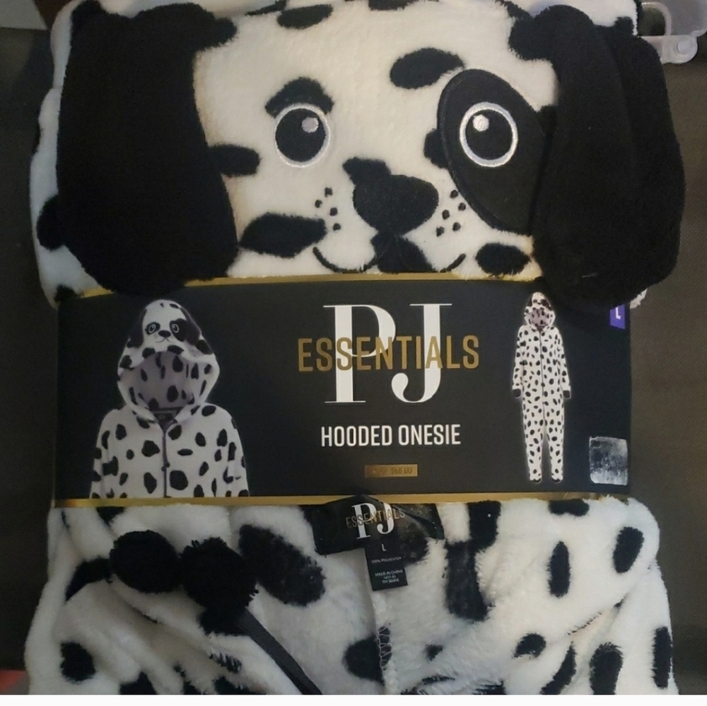 Pajamas Dog Black and White Hooded Onesie